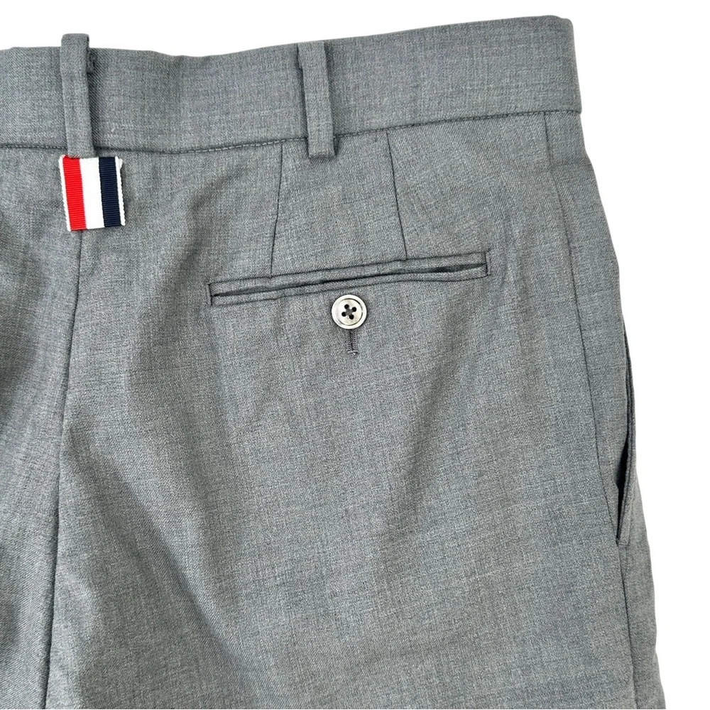 Thom Browne Gray Fold Over Cuffed Wool Dress Shorts sz 2
